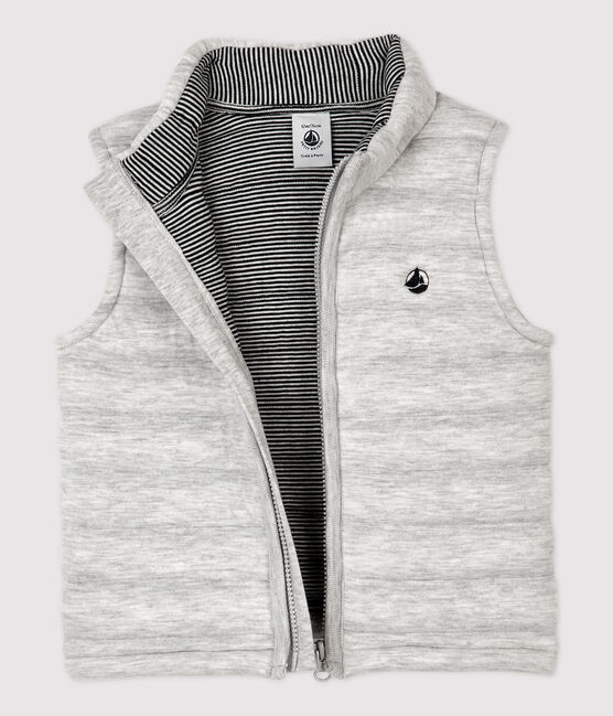 Baby-Weste aus gestepptem Doppeljersey grau BELUGA CHINE